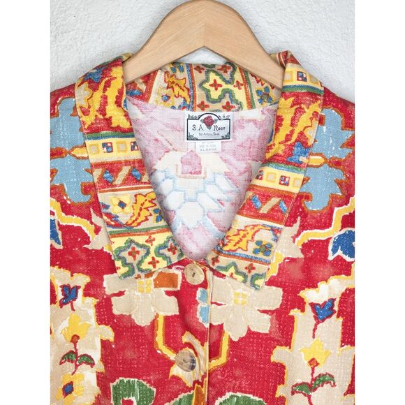 Vintage SA Rose San Antonio Texas Southwest Jacket Sz XL 100% Cotton Western - Picture 3 of 10